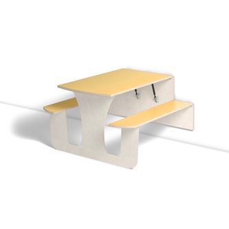 Vegghengt bord Henke laminat med benk 140x70x72