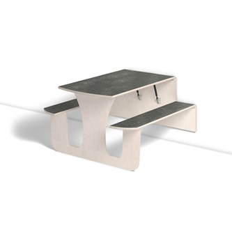 Vegghengt bord Henke linoleum med benk 120x70x72