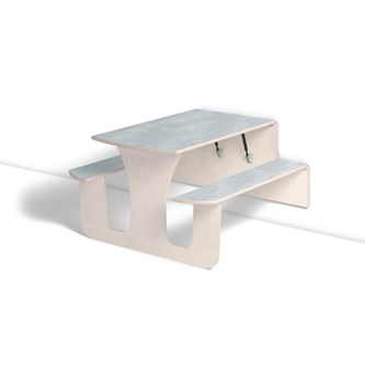 Vegghengt bord Henke linoleum med benk 140x70x60