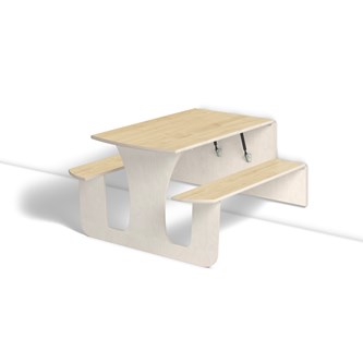Vegghengt bord Henke bjørk laminat med benk 120x70x72 cm