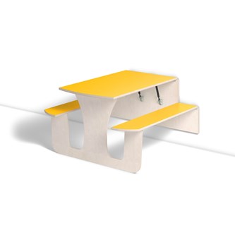 Vegghengt bord Henke laminat med benk 140x70x60