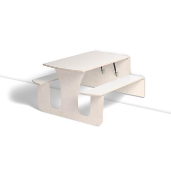 Vegghengt bord Henke bjørk laminat med benk 120x70x72 cm