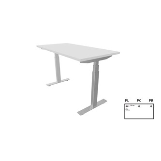 Skrivebord Work 120x60 cm E-motion Sølv