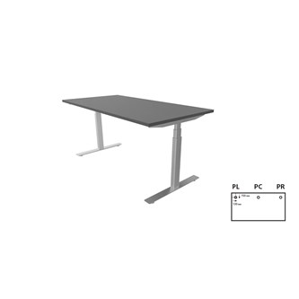 Skrivebord Work 160x80 cm E-motion Sølv