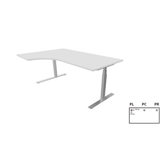 Skrivebord Work venstre 180x120 cm E-motion sølv