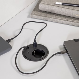 Powerdot med strøm og 2 USB-C til skrivebord Work