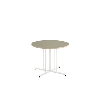 Søylebord 12:38 akustikk linoleum Ø90 cm hvit