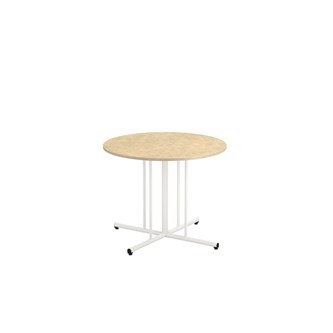 Søylebord 12:38 akustikk linoleum Ø90 cm hvit