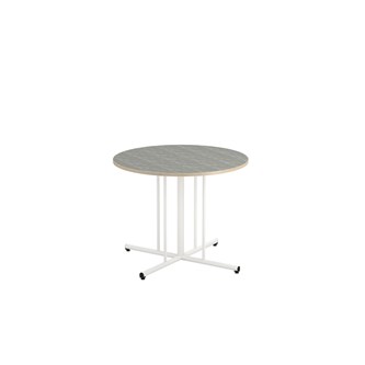 Søylebord 12:38 akustikk linoleum Ø90 cm hvit