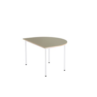 Bord 12:38 akustikk optimal linoleum halvrundt 120-90 cm hvitt