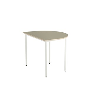 Bord 12:38 akustikk optimal linoleum halvrundt 120-90 cm hvitt