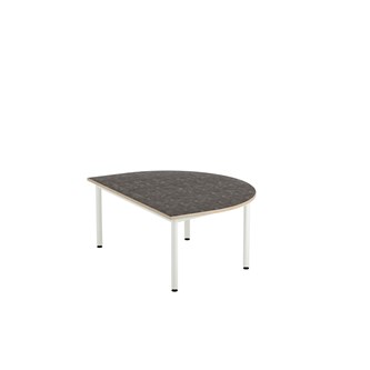 Bord 12:38 akustikk optimal linoleum halvrundt 120-90 cm hvitt