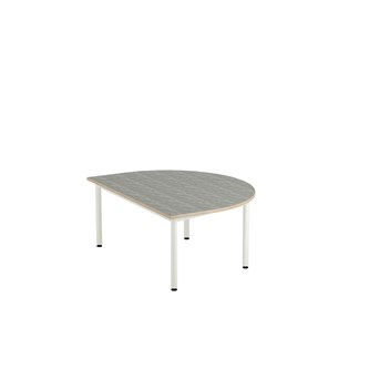 Bord 12:38 akustikk optimal linoleum halvrundt 120-90 cm hvitt