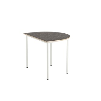 Bord 12:38 akustikk optimal linoleum halvrundt 120-90 cm hvitt