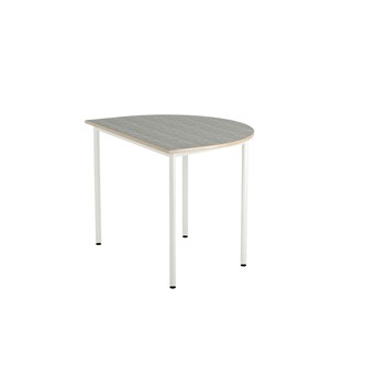 Bord 12:38 akustikk optimal linoleum halvrundt 120-90 cm hvitt