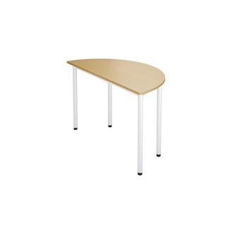 Bord 12:38 FSC akustikk optimal laminat halvrundt 120-60 cm hvitt