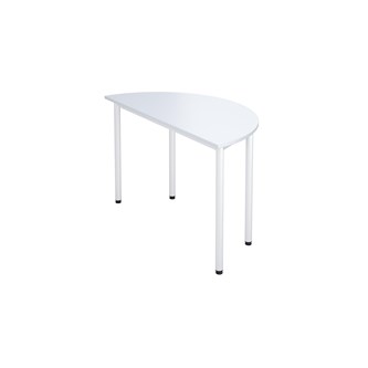Bord 12:38 FSC akustikk optimal laminat halvrundt 120-60 cm hvitt