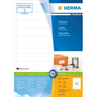 Etikett Herma 66x25,4mm 100 ark