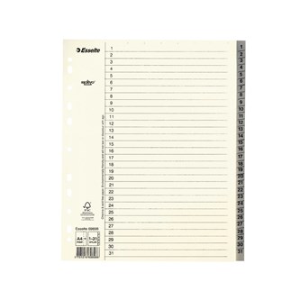 Pappregister A4 110 g 1-31 10 stk