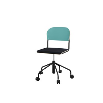 Stol Matte sh 45-56 cm høy 5-kryss hjul stort sete svart