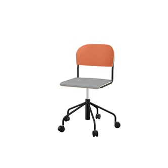 Stol Matte sh 45-56 cm høy 5-kryss hjul stort sete svart