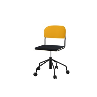 Stol Matte sh 45-56 cm høy 5-kryss hjul stort sete svart
