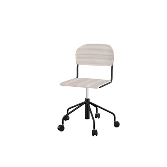 Stol Matte sh 45-56 cm høy 5-kryss hjul stort sete svart