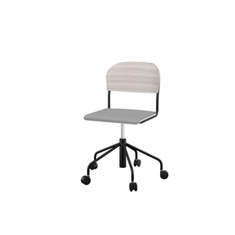 Stol Matte sh 45-56 cm høy 5-kryss hjul stort sete svart