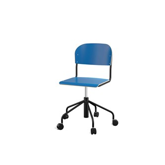 Stol Matte sh 45-56 cm høy 5-kryss hjul stort sete svart