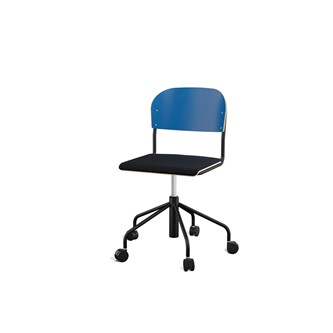 Stol Matte sh 45-56 cm høy 5-kryss hjul stort sete svart