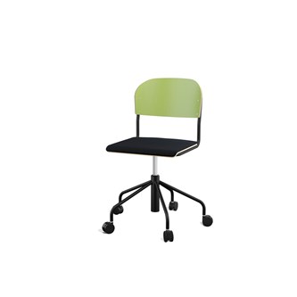 Stol Matte sh 45-56 cm høy 5-kryss hjul stort sete svart