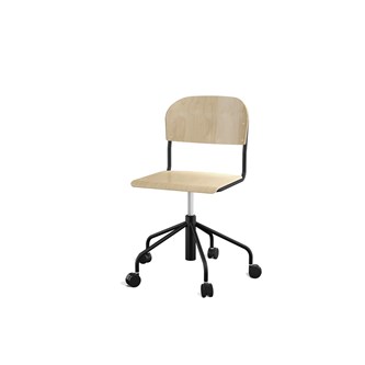 Stol Matte sh 45-56 cm høy 5-kryss hjul stort sete svart