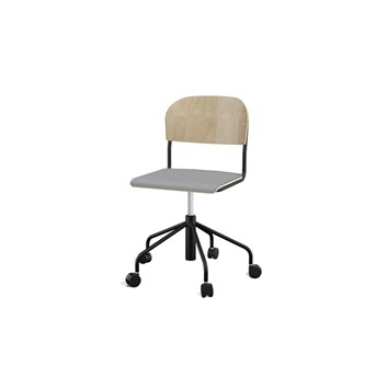 Stol Matte sh 45-56 cm høy 5-kryss hjul stort sete svart