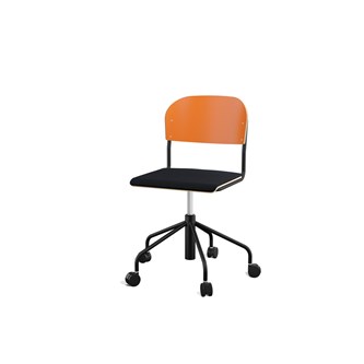 Stol Matte sh 45-56 cm høy 5-kryss hjul stort sete svart