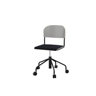 Stol Matte sh 45-56 cm høy 5-kryss hjul stort sete svart