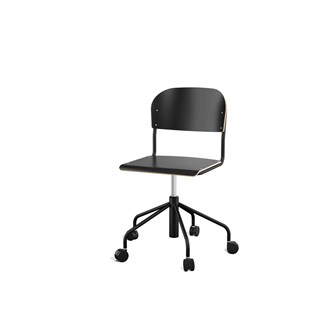 Stol Matte sh 45-56 cm høy 5-kryss hjul stort sete svart