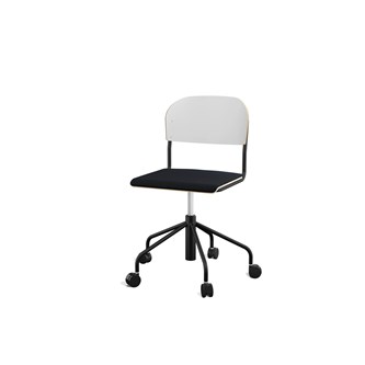 Stol Matte sh 45-56 cm høy 5-kryss hjul stort sete svart