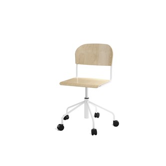 Stol Matte sh 45-56 cm høy 5-kryss hjul stort sete hvit