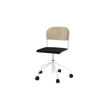 Stol Matte sh 45-56 cm høy 5-kryss hjul stort sete hvit