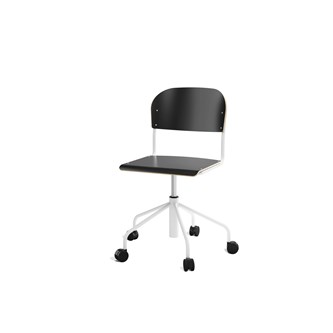 Stol Matte sh 45-56 cm høy 5-kryss hjul stort sete hvit
