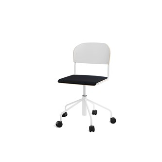 Stol Matte sh 45-56 cm høy 5-kryss hjul stort sete hvit