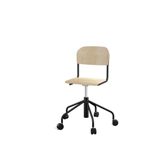 Stol Matte sh 45-56 cm høy 5-kryss hjul lite sete svart