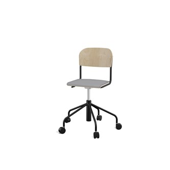 Stol Matte sh 45-56 cm høy 5-kryss hjul lite sete svart