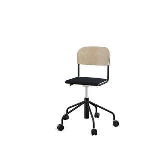 Stol Matte sh 45-56 cm høy 5-kryss hjul lite sete svart