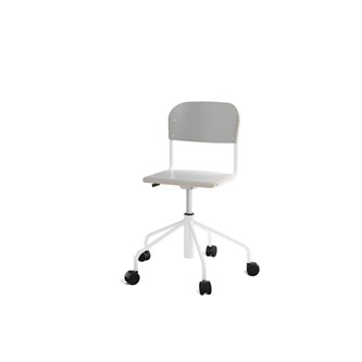 Stol Matte sh 45-56 cm høy 5-kryss hjul lite sete hvit