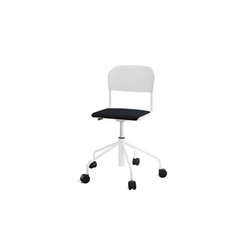 Stol Matte sh 45-56 cm høy 5-kryss hjul lite sete hvit