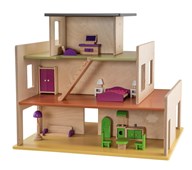 Playwood stort dukkehus med møbler til 3 rom