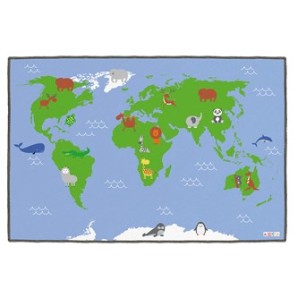 Leketeppe verdenskart m/dyr 200x300 cm