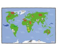 Leketeppe verdenskart m/dyr 200x300 cm