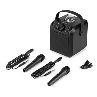 Liten høyttaler med lys og mikrofon